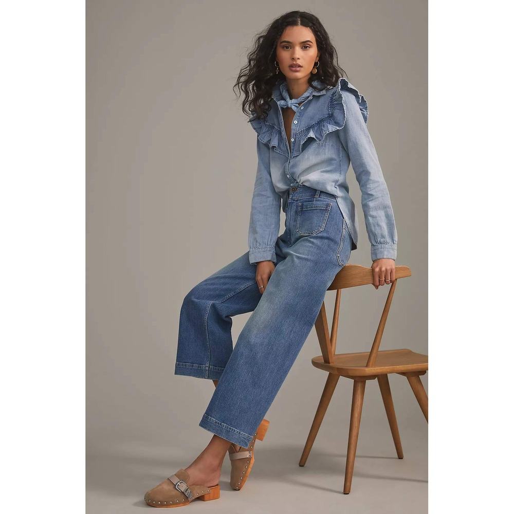Anthropologie Pilcro The Skipper Cropped Wide-Leg Jeans Womens 24 Tall